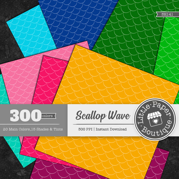 Rainbow Scallop Solid Wave Digital Paper 3H141
