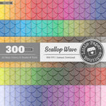 Rainbow Scallop Wave Outline Digital Paper 3H142