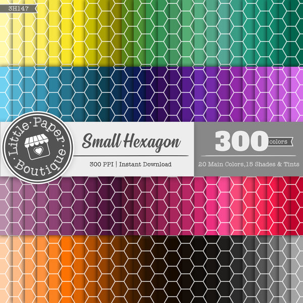 Rainbow Small Solid Hexagon Digital Paper 3H147