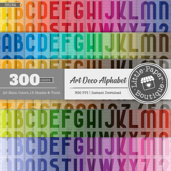Rainbow Art Deco Alphabet Digital Paper 3H162