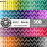 Rainbow Ombre Chevron Digital Paper 3H163