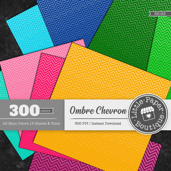 Rainbow Ombre Chevron Digital Paper 3H163