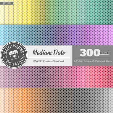 Rainbow Black Medium Dots Digital Paper 3H170