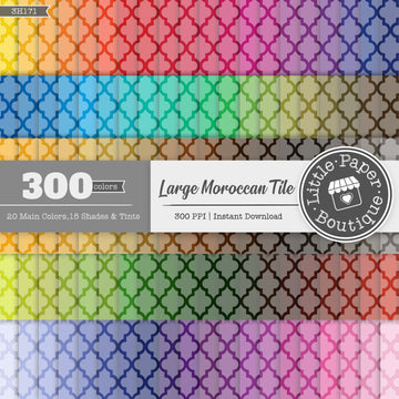 Rainbow Black Large Moroccan Tile Digital Paper 3H171