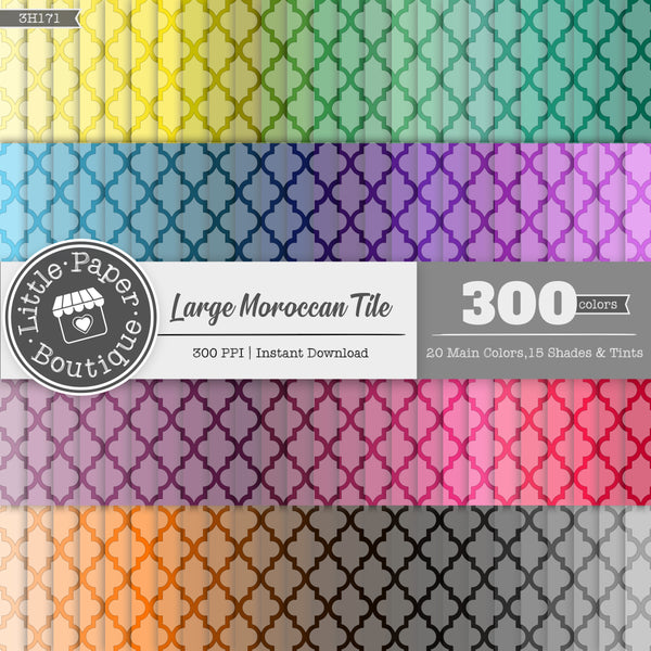 Rainbow Black Large Moroccan Tile Digital Paper 3H171