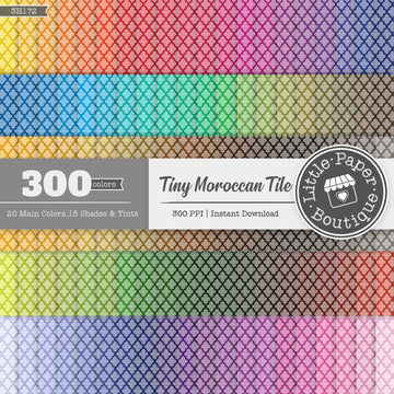 Rainbow Black Tiny Moroccan Tile Digital Paper 3H172