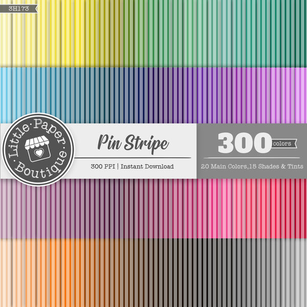 Rainbow Black Pin Stripe Digital Paper 3H173