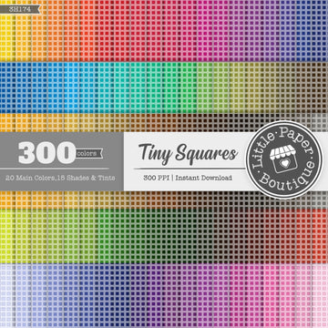 Rainbow Black Tiny Squares Digital Paper 3H174