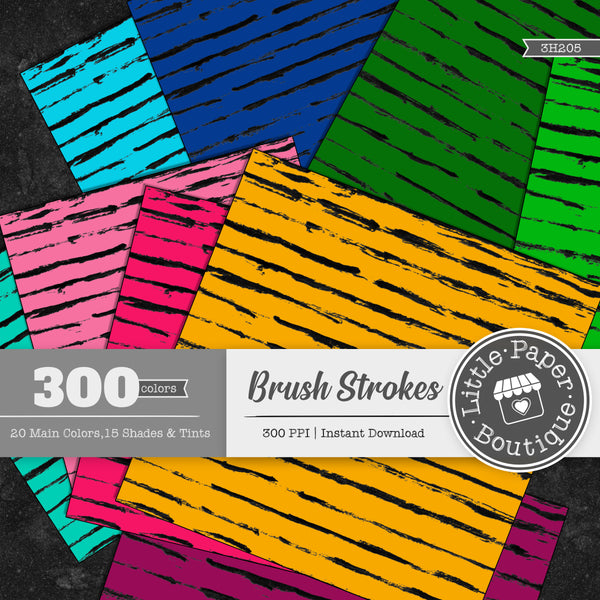 Rainbow Brush Strokes Digital Paper 3H205