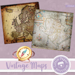 Vintage Grunge Maps Digital Paper PS052A5