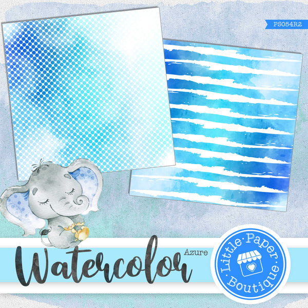 Watercolor Azure Digital Paper PS054R2B