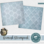 Damask Steampunk Sky Blue Digital Paper LPB7016AR5