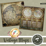 Vintage Grunge Maps Digital Paper PS052A4