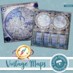 Vintage Grunge Maps Digital Paper PS052A3