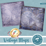 Vintage Grunge Maps Digital Paper PS052A3