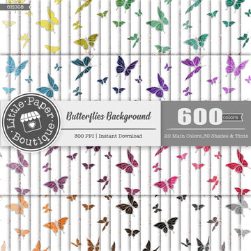 Butterflies Background Rainbow Glitter 600 Seamless Digital Paper LPB6H008