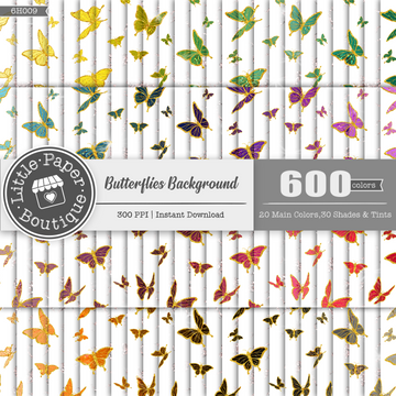 Butterflies Background Rainbow Glitter 600 Seamless Digital Paper LPB6H009