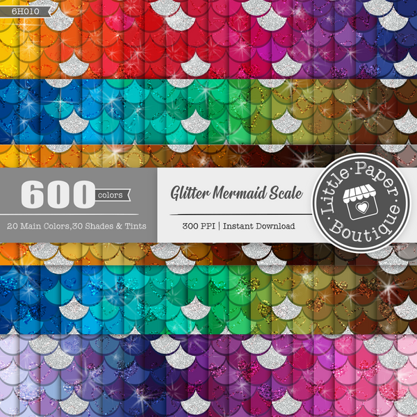 Glitter Mermaid Scales Rainbow Glitter 600 Seamless Digital Paper LPB6H010