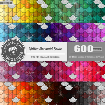 Glitter Mermaid Scales Rainbow Glitter 600 Seamless Digital Paper LPB6H010