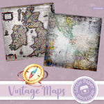 Vintage Grunge Maps Digital Paper PS052A5