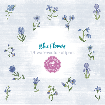Blue Flowers Digital Clipart CA009
