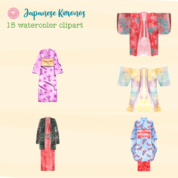 Japanese Kimonos Digital Clipart CA110