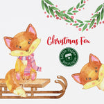 Christmas Fox Digital Clipart CA114