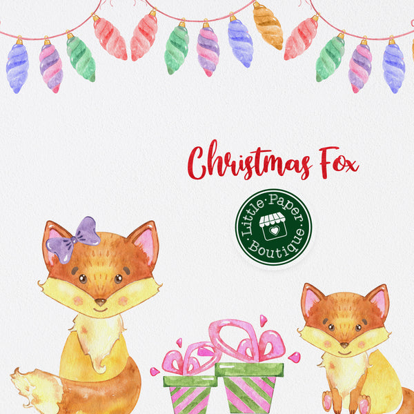 Christmas Fox Digital Clipart CA114