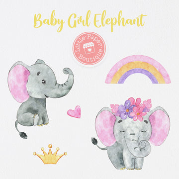 Baby Girl Elephant Digital Clipart CA120