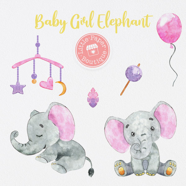 Baby Girl Elephant Digital Clipart CA120