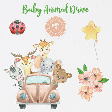 Baby Animal Drive Digital Clipart CA125