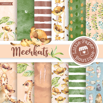 African Meerkat Watercolor Digital Paper LPB001A