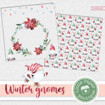 Winter Gnomes Watercolor Digital Paper LPB002A