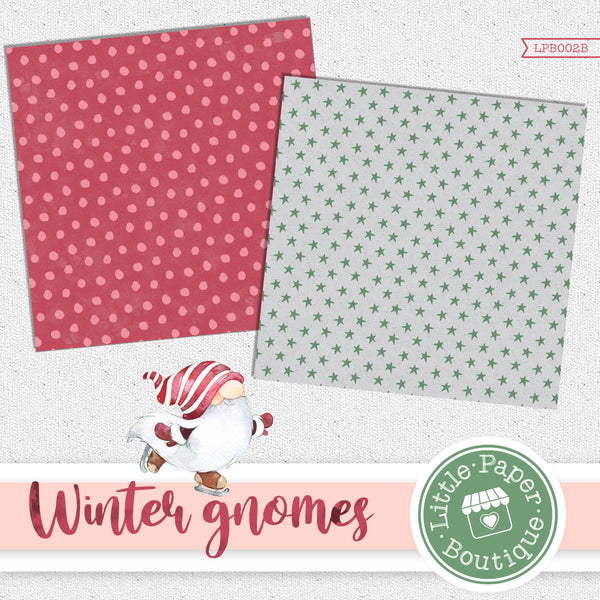 Winter Gnomes Watercolor Digital Paper LPB002B