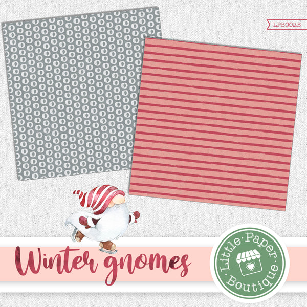 Winter Gnomes Watercolor Digital Paper LPB002B