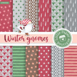 Winter Gnomes Watercolor Digital Paper LPB002B