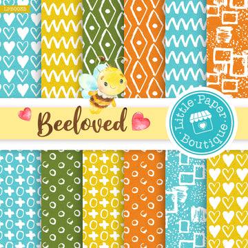 Bee-loved Watercolor Digital Paper LPB003B