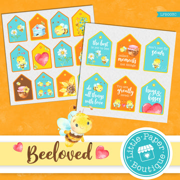 Bee-loved Watercolor Ephemera Tags Digital Paper LPB003C