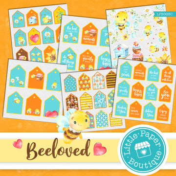 Bee-loved Watercolor Ephemera Tags Digital Paper LPB003C