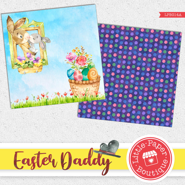 Easter Daddy Rabbit Watercolor Digital Paper LPB014A