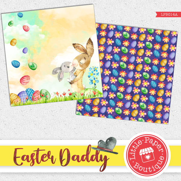 Easter Daddy Rabbit Watercolor Digital Paper LPB014A