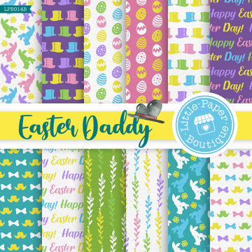 Easter Daddy Rabbit Watercolor Digital Paper LPB014B