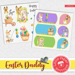 Easter Daddy Rabbit Watercolor Ephemera Tags Digital Paper LPB014C