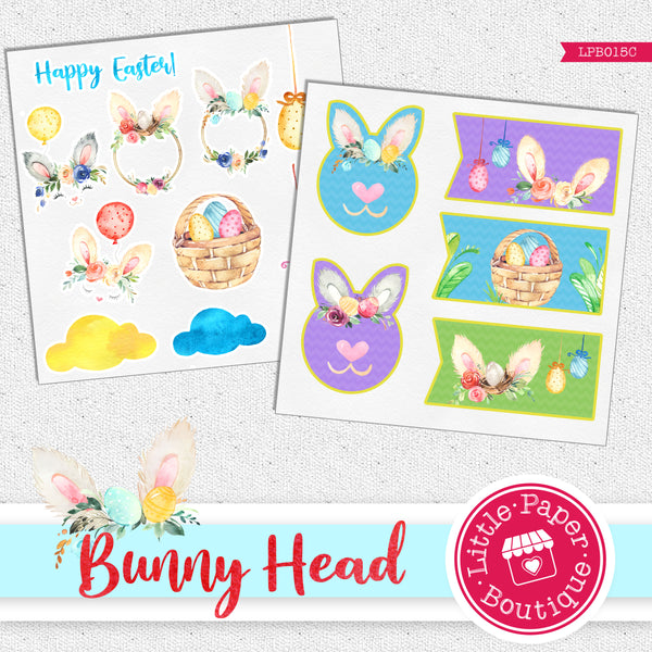 Easter Spring Bunny Head Watercolor Ephemera Tags Digital Paper LPB015C