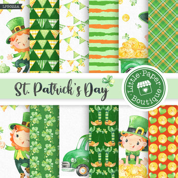 St Patrick's Day Watercolor Digital Paper LPB022A