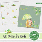 St Patrick's Day Owls Watercolor Digital Paper LPB023A2