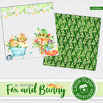 St Patrick's Day Fox and Bunny Watercolor Digital Paper LPB025A
