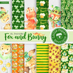 St Patrick's Day Fox and Bunny Watercolor Digital Paper LPB025A