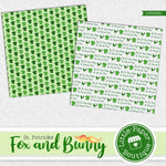 St Patrick's Day Fox and Bunny Watercolor Digital Paper LPB025B1