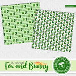 St Patrick's Day Fox and Bunny Watercolor Digital Paper LPB025B1